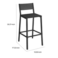 Mexy 25 Inch Counter Stool Chair Set of 2, Panel Back, Square Seat, Black - BM316231