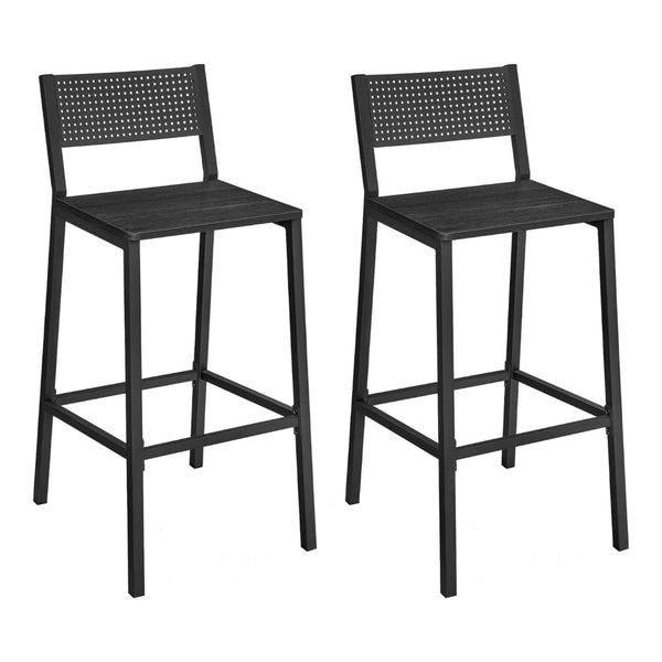 Mexy 25 Inch Counter Stool Chair Set of 2, Panel Back, Square Seat, Black - BM316231