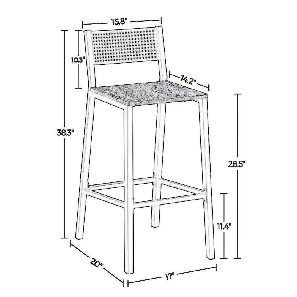 Mexy 29 Inch Barstool Chair Set of 2, Sleek Black Metal Frame, Brown Wood - BM316232