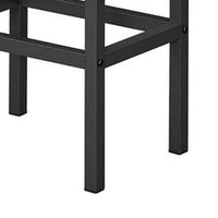 24 Inch Counter Stool Set of 2, Black Faux Leather Square Padded, Steel - BM316234