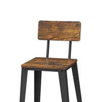 29 Inch Industrial Barstool Chair Set of 2, Panel Back, Brown, Black Steel - BM316235