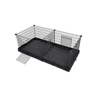 Havi 48 Inch Small Pet Cube Playpen, 2 Separate Spaces, Metal Frame, Black - BM316241