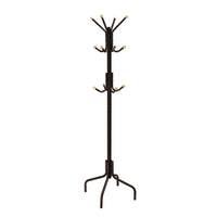 Deli 71 Inch Coat Rack, 12 Hooks with Round Knobs, 4 Legs, Brown Metal - BM316243