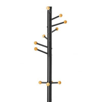 Deli 68 Inch Coat Rack, 11 Hooks with Round Knobs, 4 Legs, Brown Metal - BM316244