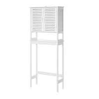 Fali 68 Inch Over Toilet Cabinet Stand, Slatted Double Doors, White - BM316248