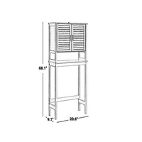 Fali 68 Inch Over Toilet Cabinet Stand, Slatted Double Doors, White - BM316248