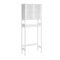 Fali 68 Inch Over Toilet Cabinet Stand, Slatted Double Doors, White - BM316248