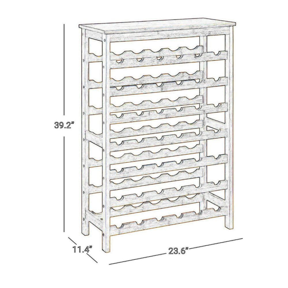 37 Inch Wine Rack, 7 Tier Display Storage Shelves, Natural Brown Finish - BM316250