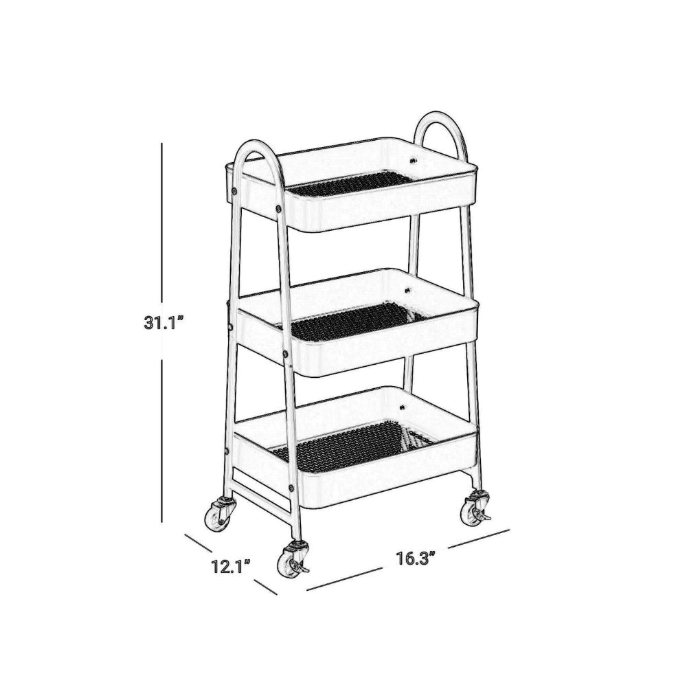 Navi 31 Inch Rolling Cart on Caster Wheels for Home, Office, Storage - BM316255