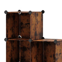 Coki 38 Inch Storage Organizer, 6 Cube Cubbie Shelves, Black, Brown Finish - BM316257