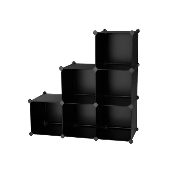 Coki 38 Inch Storage Closet Organizer, 6 Cube Cubbie Shelves, Black Finish - BM316258