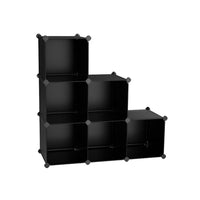 Coki 38 Inch Storage Closet Organizer, 6 Cube Cubbie Shelves, Black Finish - BM316258