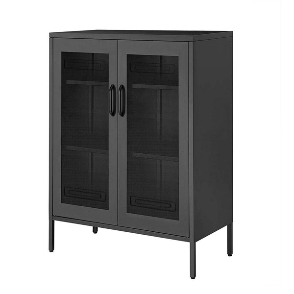 Dobi 41 Inch Storage Buffet Cabinet, Double Doors, 2 Handles, Charcoal Gray - BM316259