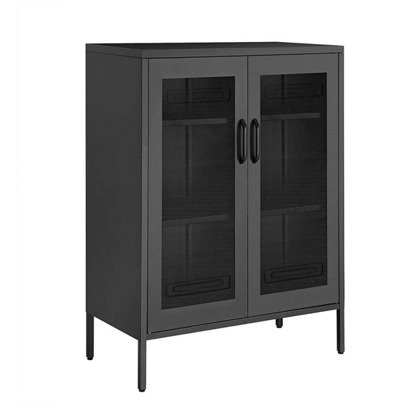 Dobi 41 Inch Storage Buffet Cabinet, Double Doors, 2 Handles, Charcoal Gray - BM316259