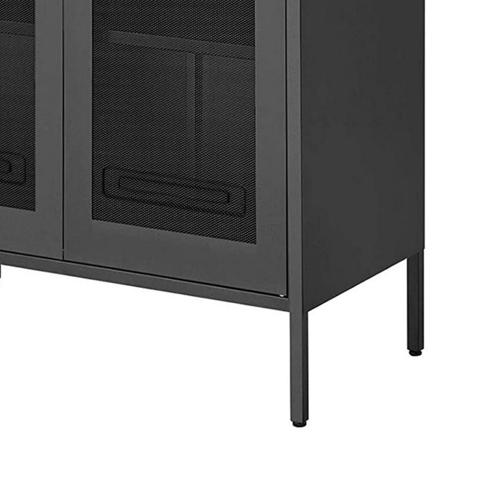 Dobi 41 Inch Storage Buffet Cabinet, Double Doors, 2 Handles, Charcoal Gray - BM316259