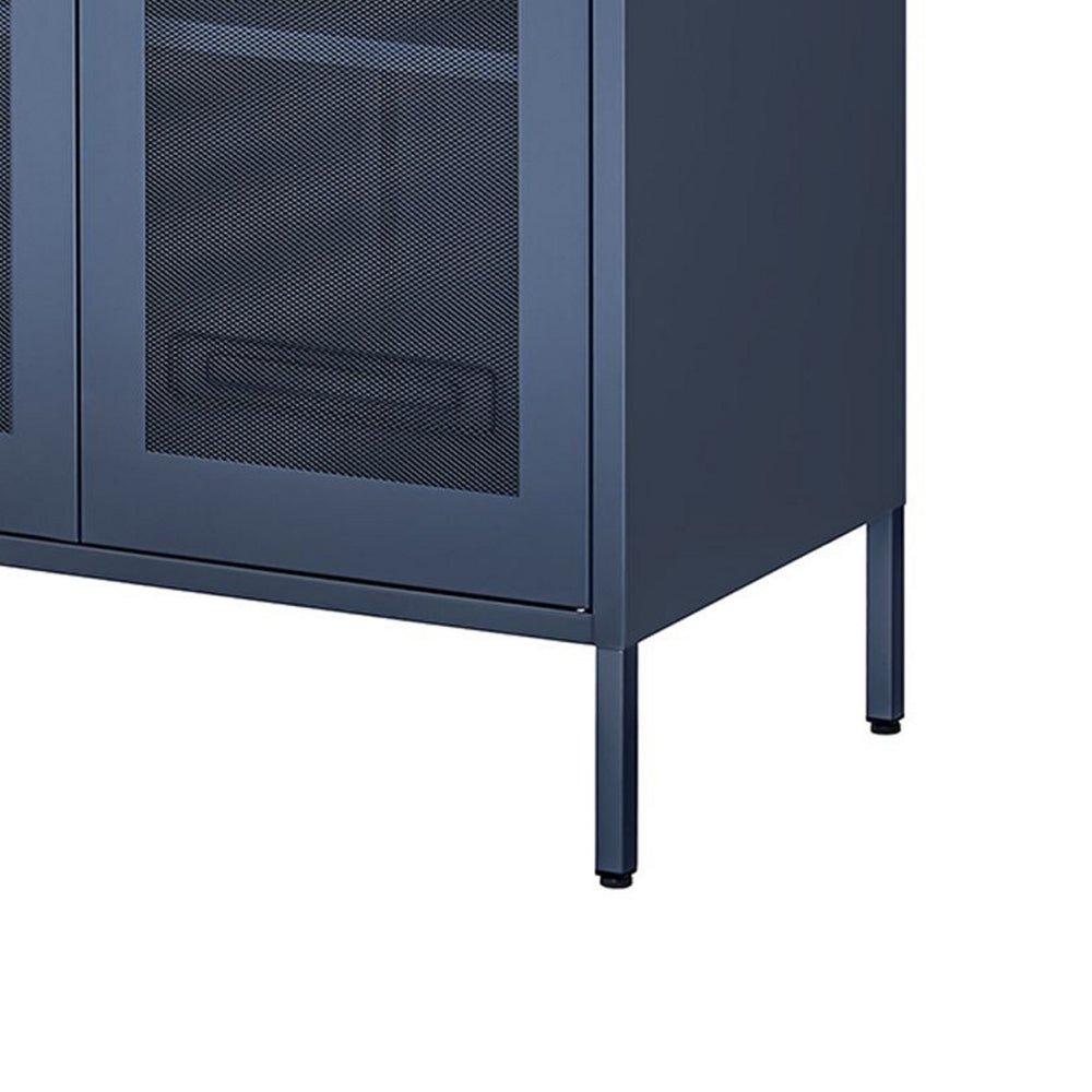 Dobi 41 Inch Storage Buffet Cabinet, Double Doors, 2 Handles, Blue Steel - BM316261