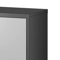 Tira 35 Inch Storage Cabinet with Lock, Shelves, Silver, Black Metal - BM316262