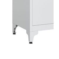 Tira 35 Inch Storage Cabinet with Lock, Shelves, Cutout Handle, Gray Metal - BM316263