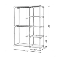 Iko 65 Inch Foldable Wardrobe Rack, 2 Hanging Areas, 4 Shelves, Black Metal - BM316266