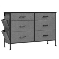 Savi 42 Inch Small Space Dresser, 6 Fabric Drawers with Side Pockets, Gray - BM316268