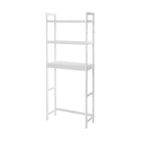 Vali 64 Inch Over Toilet Rack, 3 Slatted Style Shelves, White Bamboo Frame - BM316269