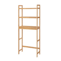 Vali 64 Inch Over Toilet Rack, 3 Slatted Style Shelves, Brown Bamboo Frame - BM316270