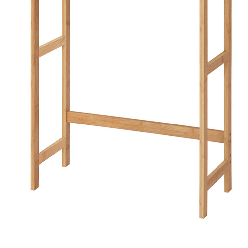 Vali 64 Inch Over Toilet Rack, 3 Slatted Style Shelves, Brown Bamboo Frame - BM316270