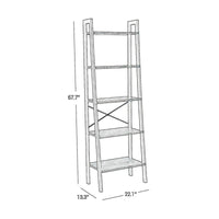 Javi 68 Inch Corner Ladder Shelf, 5 Tiers, X Shape Crossbars, Brown, Black - BM316271