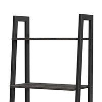 Javi 54 Inch Corner Ladder Shelf, 4 Tiers, X Shape Bars, Black Steel Finish - BM316272