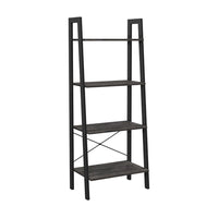 Javi 54 Inch Corner Ladder Shelf, 4 Tiers, X Shape Bars, Black Steel Finish - BM316272