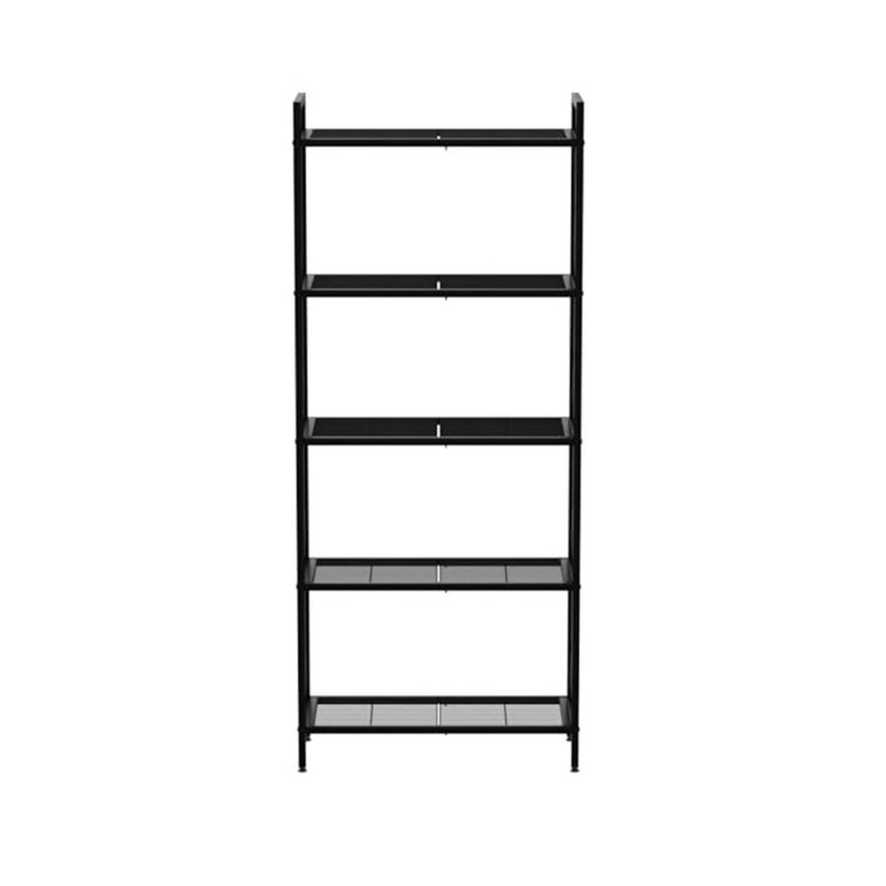 Juvi 57 Inch Storage Rack, 5 Shelves, Crossbar Sides, Dense Mesh, Black - BM316274