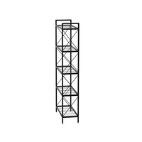 Juvi 57 Inch Storage Rack, 5 Shelves, Crossbar Sides, Dense Mesh, Black - BM316274