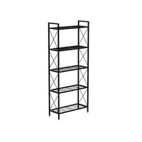 Juvi 57 Inch Storage Rack, 5 Shelves, Crossbar Sides, Dense Mesh, Black - BM316274