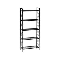 Juvi 57 Inch Storage Rack, 5 Shelves, Crossbar Sides, Dense Mesh, Black - BM316274