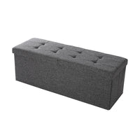 Zok 43 Inch Storage Ottoman Bench, Channel Tufted, Flip Hinge Lid, Gray - BM316275