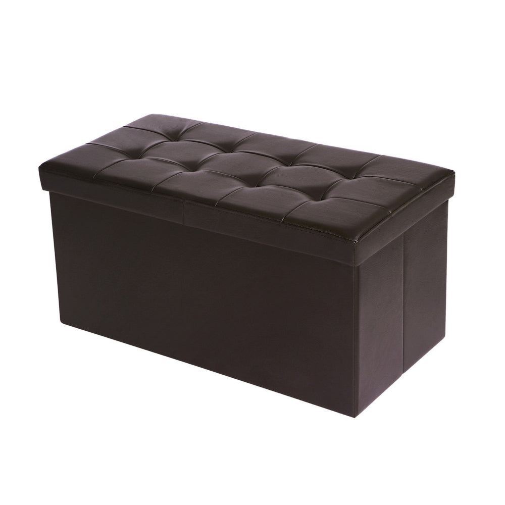 Zok 30 Inch Folding Storage Ottoman Bench, Tufted, Removable Top, Black - BM316276