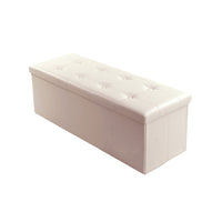 Zok 43 Inch Folding Storage Ottoman Bench, Tufted, Removable Top, White - BM316282