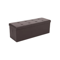 Zok 43 Inch Folding Storage Ottoman Bench, Removable Top Brown Faux Leather - BM316283