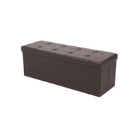 Zok 43 Inch Folding Storage Ottoman Bench, Removable Top Brown Faux Leather - BM316283