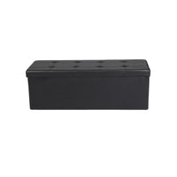 Zok 43 Inch Folding Storage Ottoman Bench, Tufted, Removable Top, Black - BM316285