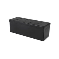 Zok 43 Inch Folding Storage Ottoman Bench, Tufted, Removable Top, Black - BM316285