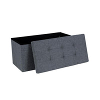 Zok 30 Inch Folding Storage Ottoman Bench, Tufted, Removable Top, Gray - BM316286