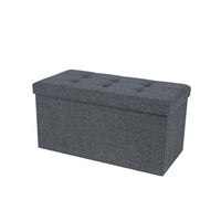 Zok 30 Inch Folding Storage Ottoman Bench, Tufted, Removable Top, Gray - BM316286