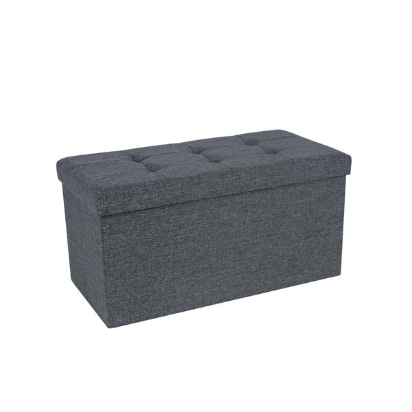 Zok 30 Inch Folding Storage Ottoman Bench, Tufted, Removable Top, Gray - BM316286