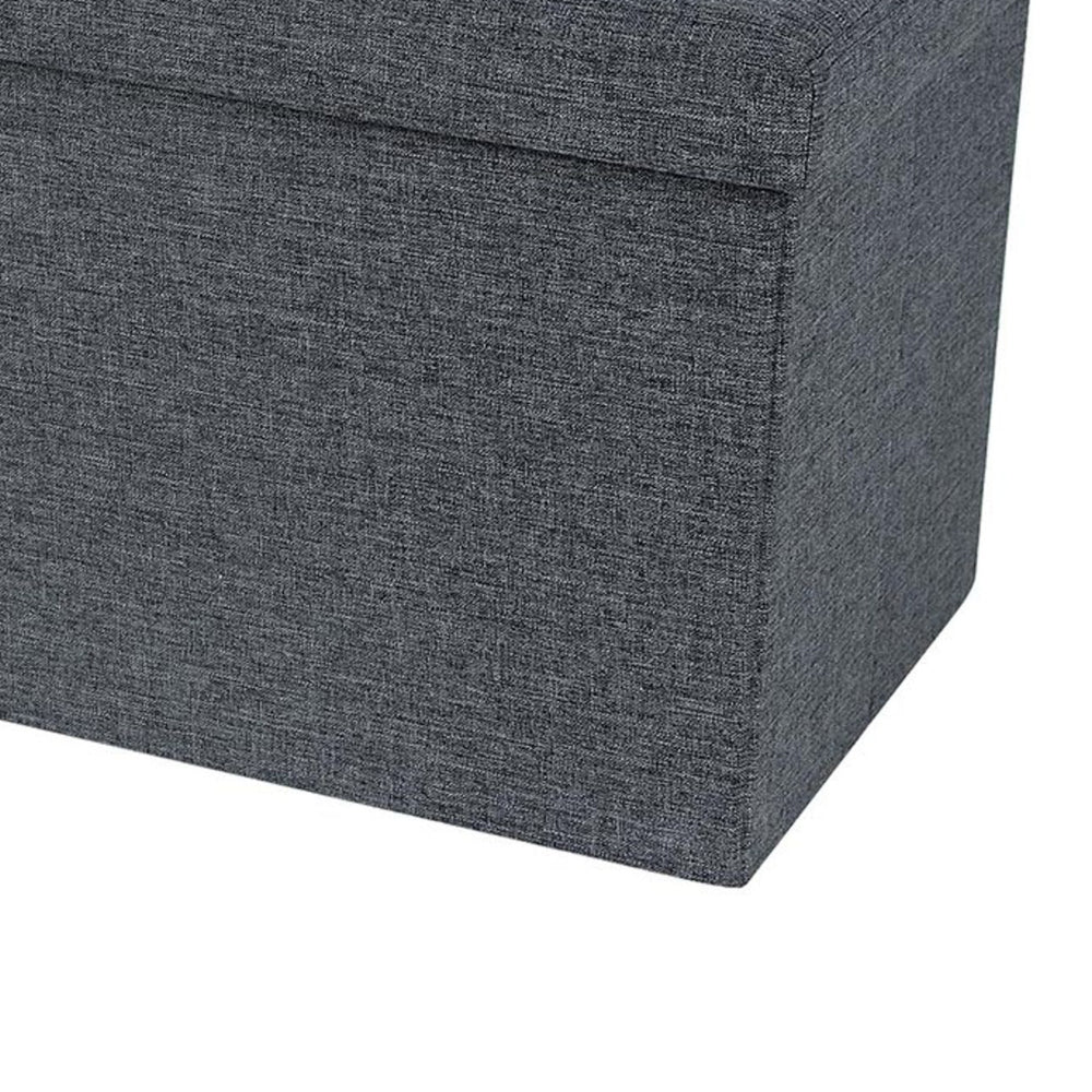 Zok 30 Inch Folding Storage Ottoman Bench, Tufted, Removable Top, Gray - BM316286