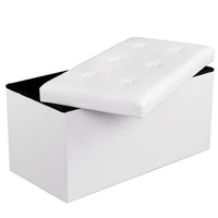 Siya 30 Inch Folding Storage Ottoman Bench, Tufted, Removable Top, White - BM316287