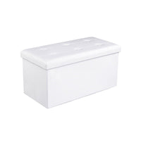 Siya 30 Inch Folding Storage Ottoman Bench, Tufted, Removable Top, White - BM316287