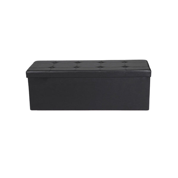 Siya 30 Inch Folding Storage Ottoman, Button Tufted, Removable Top, Black - BM316288