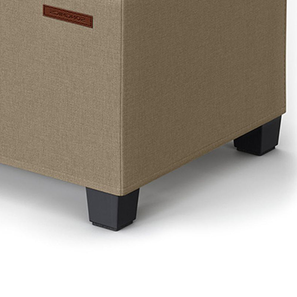 Neru 43 Inch Storage Ottoman with Removable Top, Button Tufted Beige - BM316289