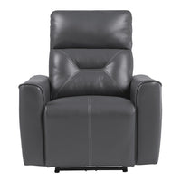 Well 39 Inch Power Recliner Chair, Dark Gray Faux Leather, Solid Wood - BM316317